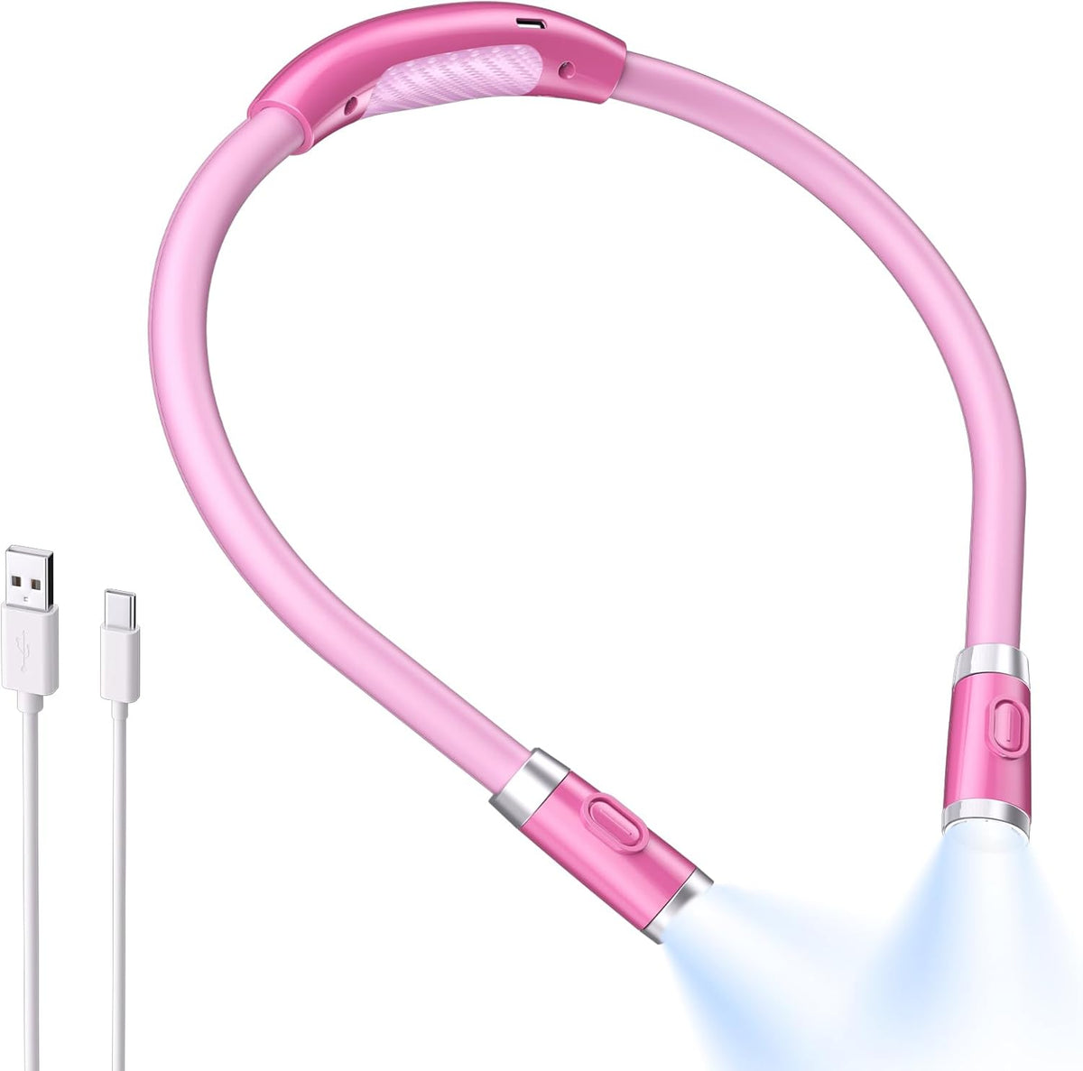 LUXJET Neck Reading Light & Book Light for Reading in Bed - Hands Free, 3 Colors & 6 Brightness Levels, 360° Flexible Arms, 80-Hour Rechargeable