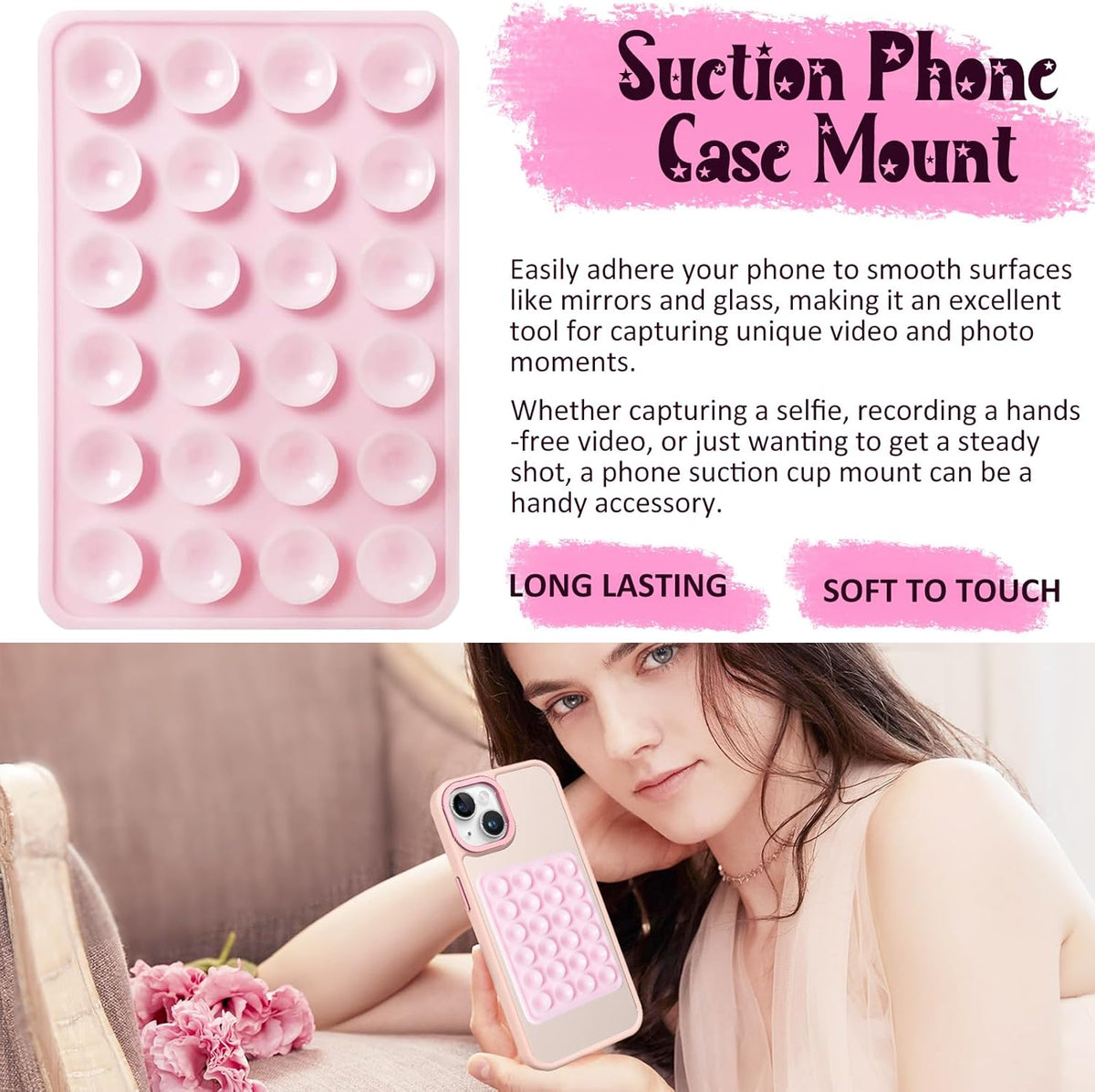 LvShuLiangPin Anteel Silicone Suction Phone Case Mount, Silicon Adhesive Phone Accessory for Smartphones (White)