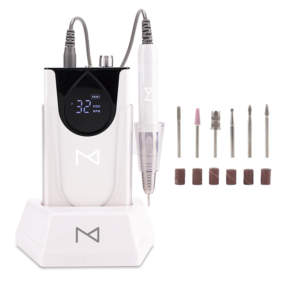 M - Max Brushless Nail Drill & GlowPro UV/LED Lamp Bundle - Professional Electric File for Manicures & Pedicures - Fast Curing Gel & Acrylic Nails