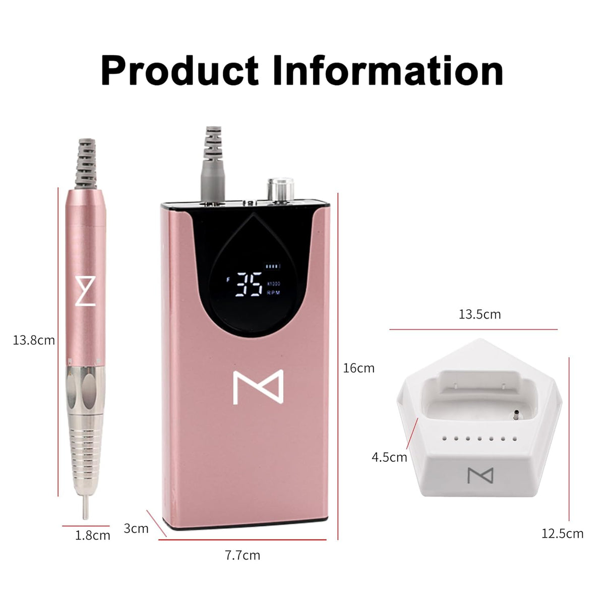 M - Max Brushless Nail Drill & GlowPro UV/LED Lamp Bundle - Professional Electric File for Manicures & Pedicures - Fast Curing Gel & Acrylic Nails
