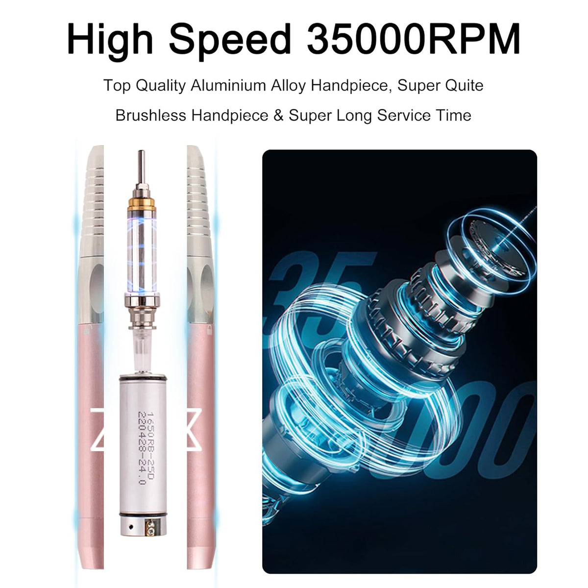 M - Max Brushless Nail Drill & GlowPro UV/LED Lamp Bundle - Professional Electric File for Manicures & Pedicures - Fast Curing Gel & Acrylic Nails