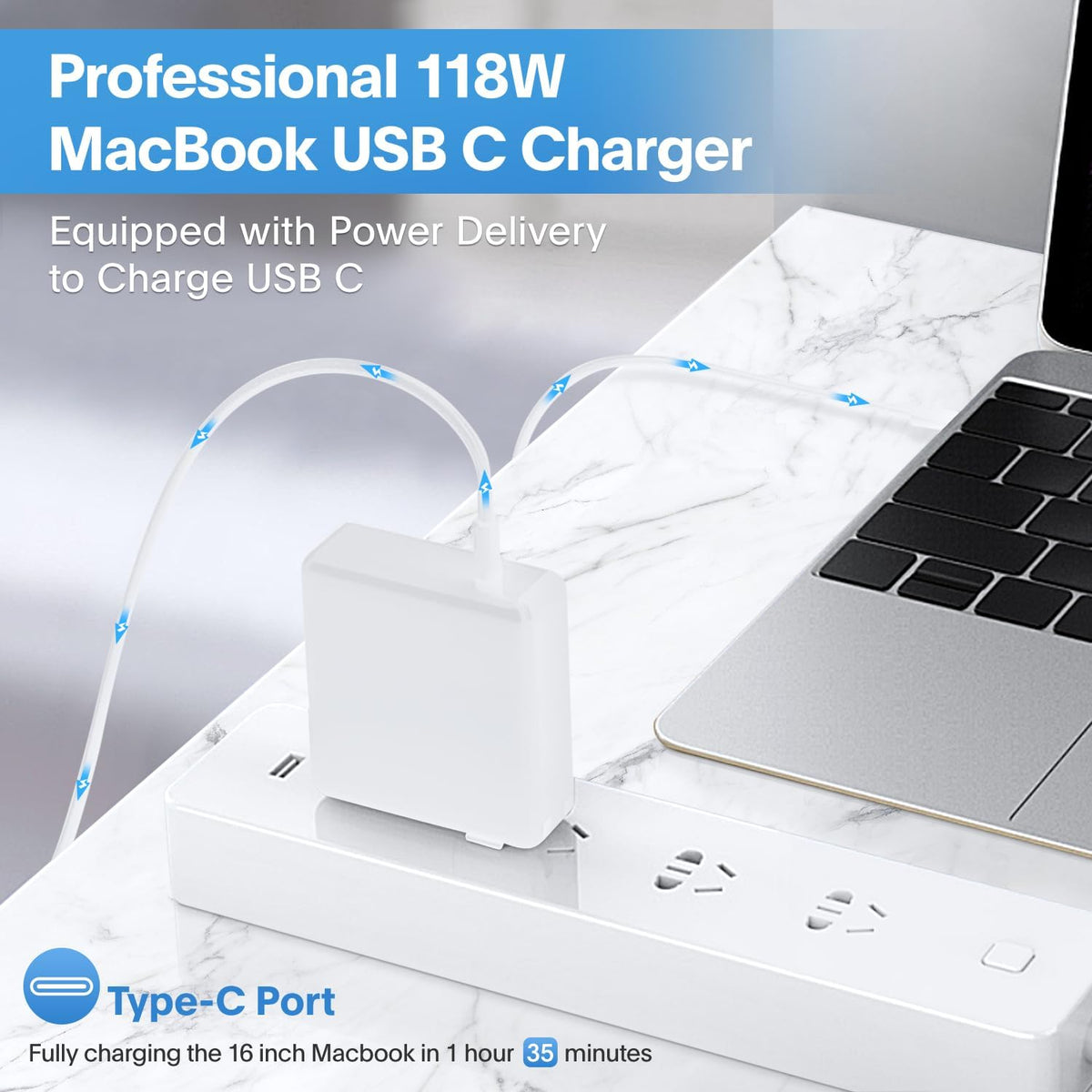 Mac Book Pro Charger - 118W USB C Charger Fast Charger Compatible with MacBook pro/Air, M1 M2 M3 M4 M5, ipad Pro, Samsung Galaxy and More