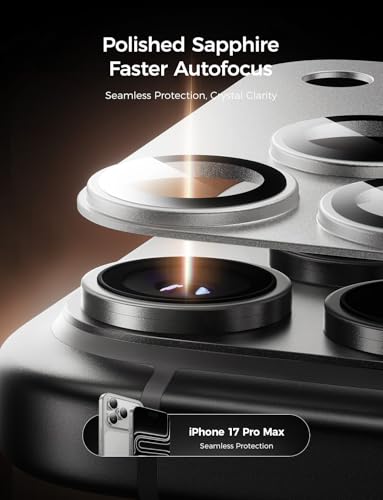 MAGIC JOHN 2 Pack Camera Lens Protector for iPhone 17 Pro Max, Full Coverage, Metal Aluminum Alloy Camera Lens Film, HD Clear, Scratch Resistant