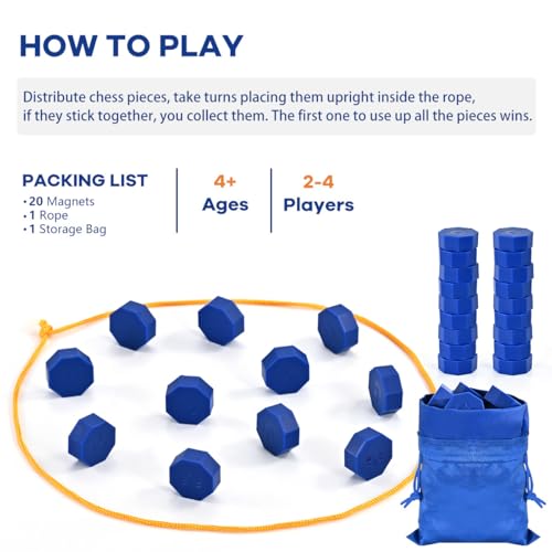 Magnetic Chess Game with Full-Size Stones, Magnet Game with String, for Family & Party & Travel & Camping, Puzzle Strategy Games