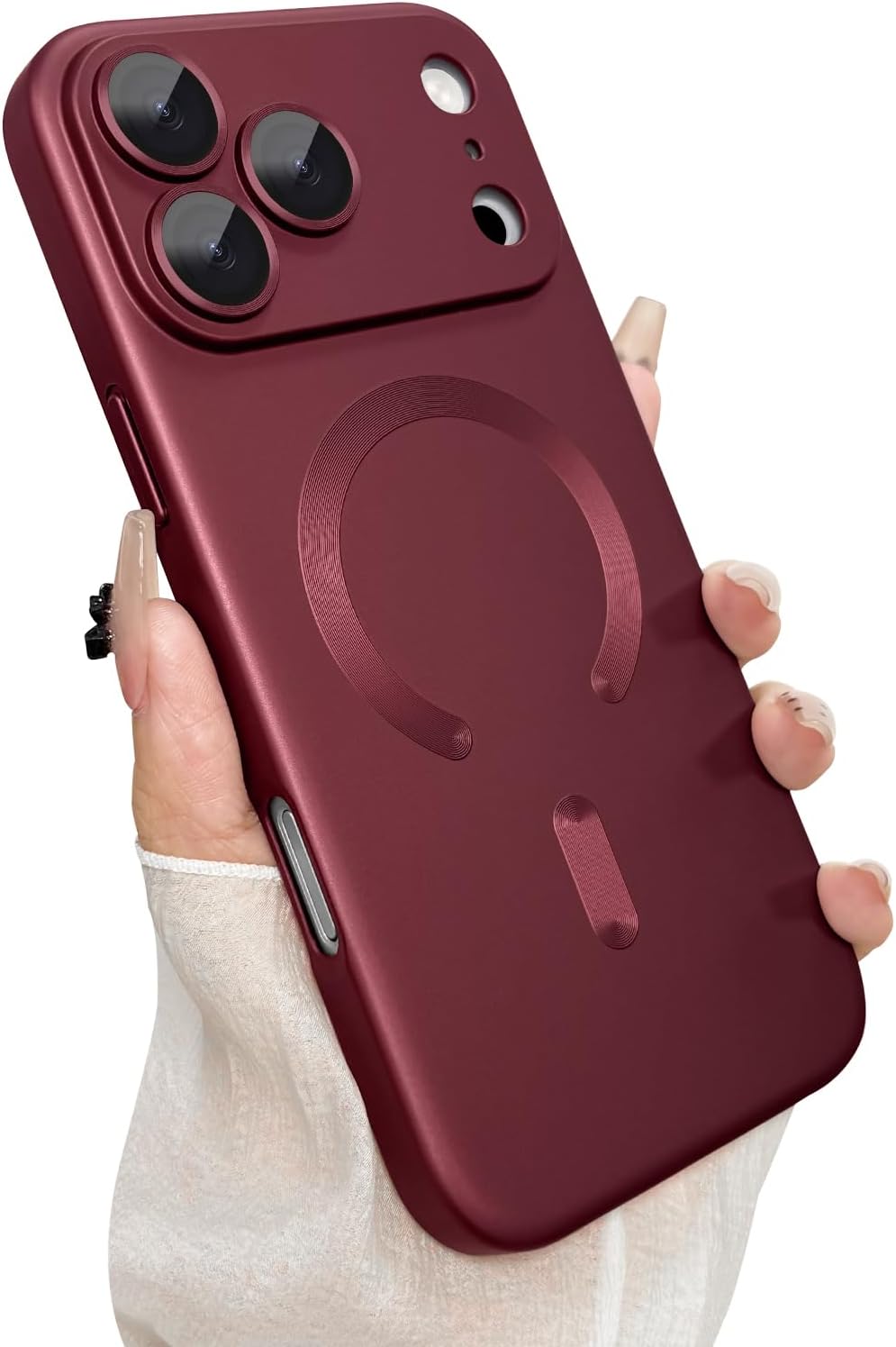 Magnetic for iPhone 17 Pro Max Case, with Camera Lens Protector, Compatible with Magnetic, Slim Shockproof Bumper Soft Silicone Metallic Luster Phone