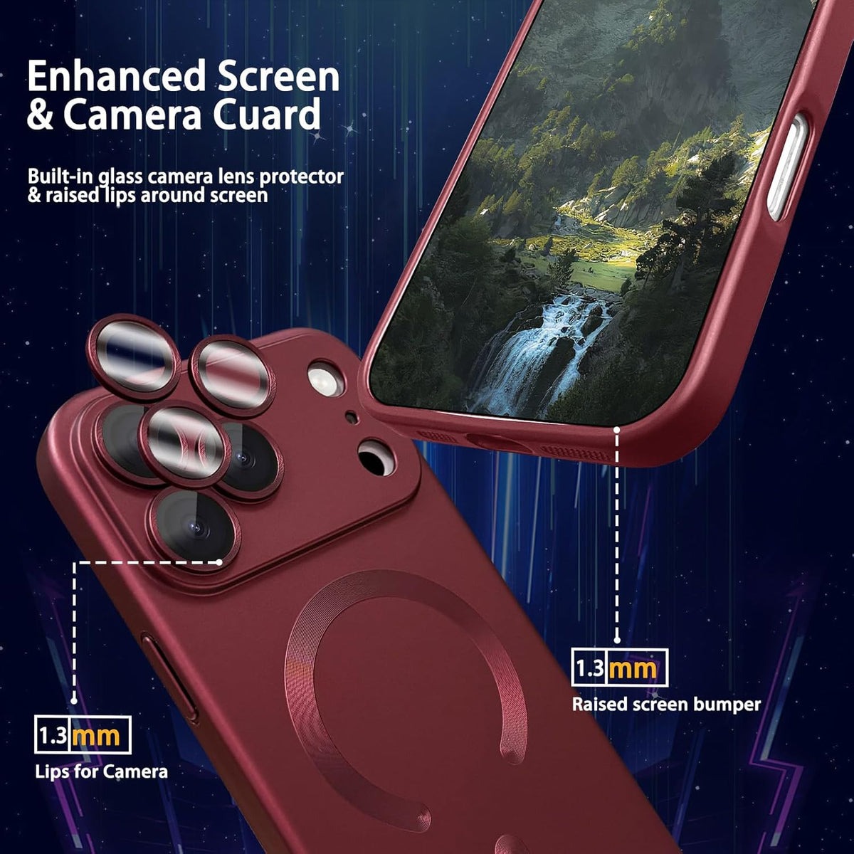 Magnetic for iPhone 17 Pro Max Case, with Camera Lens Protector, Compatible with Magnetic, Slim Shockproof Bumper Soft Silicone Metallic Luster Phone