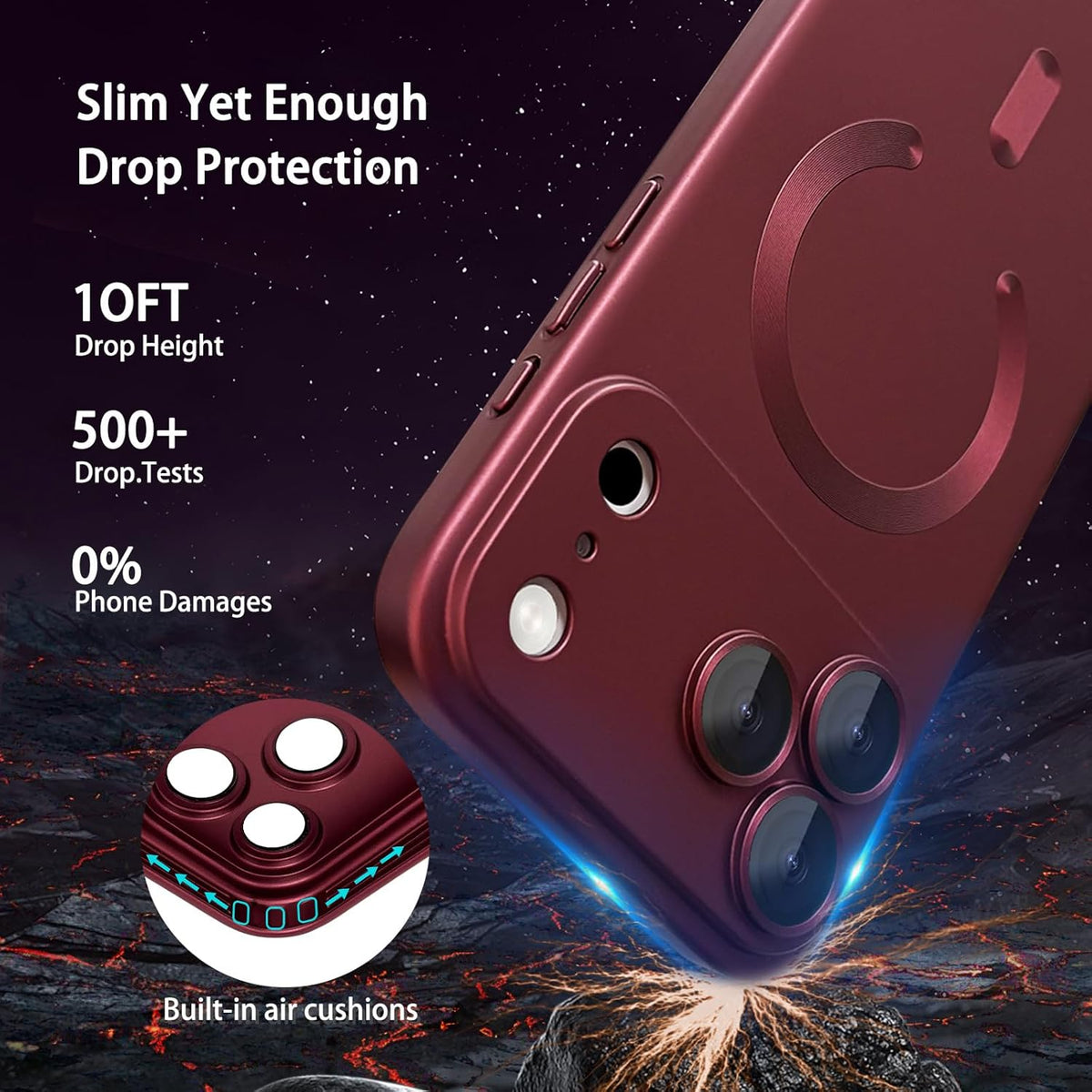 Magnetic for iPhone 17 Pro Max Case, with Camera Lens Protector, Compatible with Magnetic, Slim Shockproof Bumper Soft Silicone Metallic Luster Phone