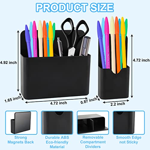 Magnetic Pen Holder, 2 Pack Magnetic Dry Erase Marker Holder with Generous Compartments, Strong Magnet Storage Marker Pen Pencil Organizer
