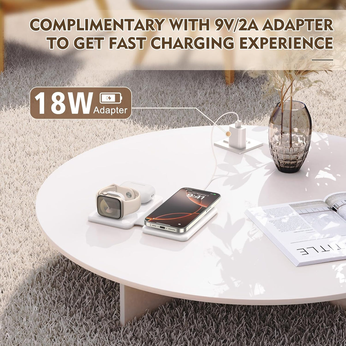 Magnetic Wireless Charger for iPhone, 3 in 1 Travel Charging Station for Apple Devices for iPhone 17 Air 16 15 14 13 12 Pro Max Plus