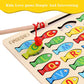 Magnetic Wooden Fishing Game Toy for Toddlers, Alphabet Fish Catching Counting Games Puzzle with Numbers and Letters