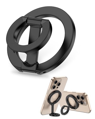 Phone Grip Holder for MagSafe, Dual-Sided Magnetic Finger Ring Adjustable Kickstand Loop for iPhone 17/16 Pro Max/15 Plus/14 Pro/13 Mini/12, Samsung