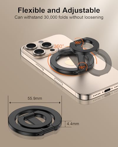 Phone Grip Holder for MagSafe, Dual-Sided Magnetic Finger Ring Adjustable Kickstand Loop for iPhone 17/16 Pro Max/15 Plus/14 Pro/13 Mini/12, Samsung
