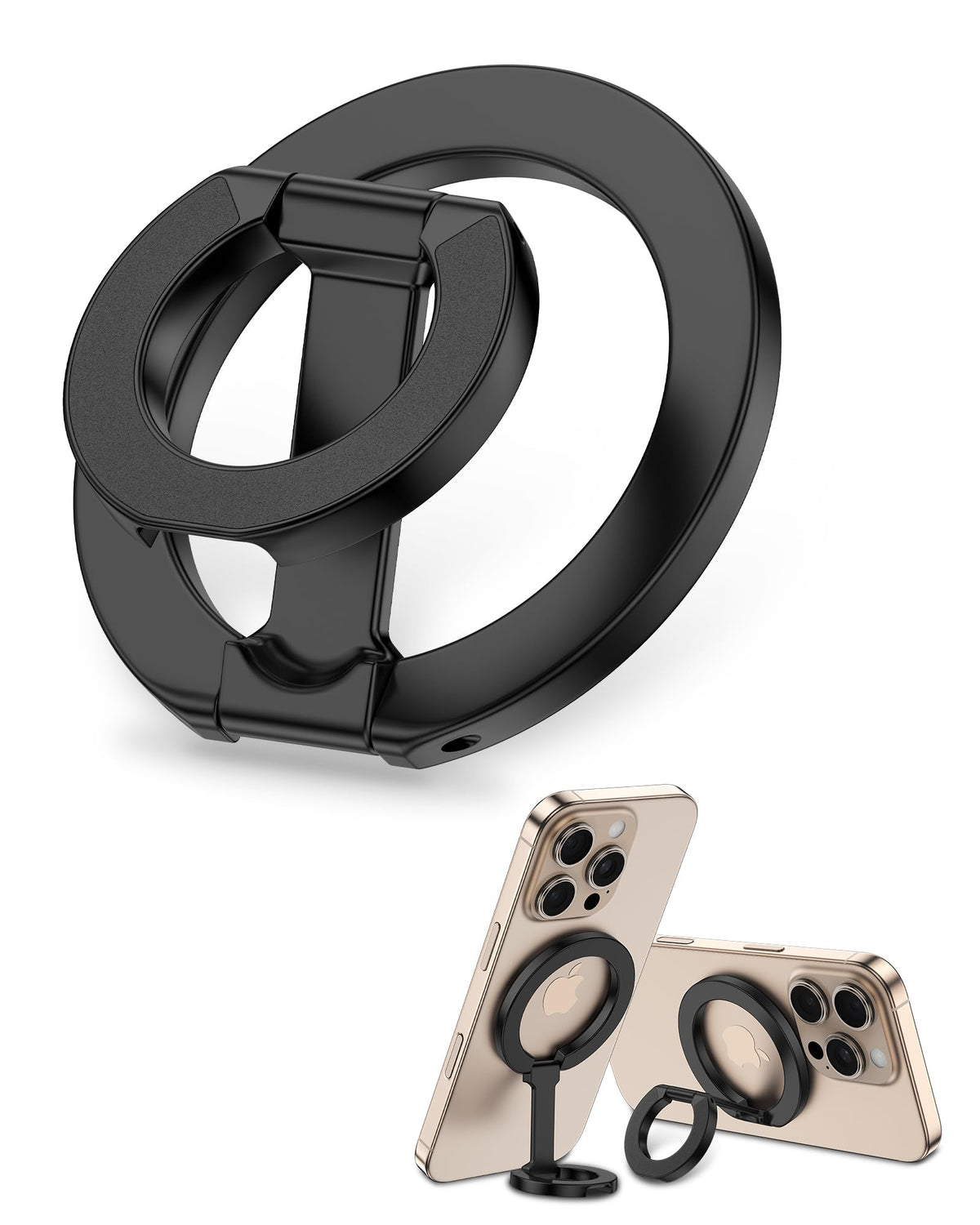 Phone Grip Holder for MagSafe, Dual-Sided Magnetic Finger Ring Adjustable Kickstand Loop for iPhone 17/16 Pro Max/15 Plus/14 Pro/13 Mini/12, Samsung
