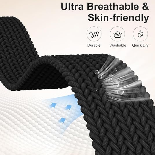 Maledan Braided Stretchy Band Compatible for Fitbit Sense/Versa 3/4 and Sense 2, Soft Elastic Strap Bracelet Wrist Bands for Smart Watch