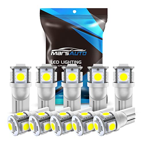 Marsauto 194 LED Bulb 6000K White 168 T10 2825 W5W 5SMD Replacement Bulbs for Car Dome Map Door Courtesy Side Marker Reading (Clear Lens Side Marker)