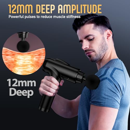 Massage Gun Deep Tissue, Handheld Electric Percussion Muscle Massager with 9 Attachments