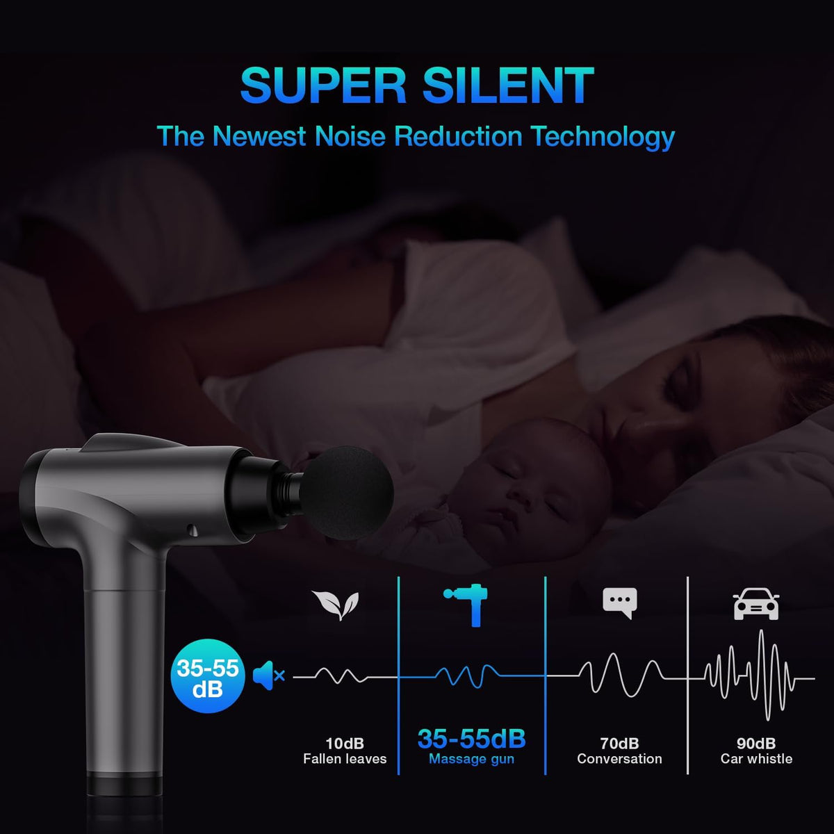 Massage Gun Deep Tissue, Handheld Electric Percussion Muscle Massager (Grey)