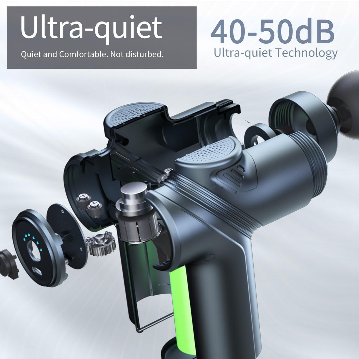 Massage Gun Deep Tissue, Silent Brushless Motor and Portable Massage Gun with 4 Interchangeable Heads for Relaxation
