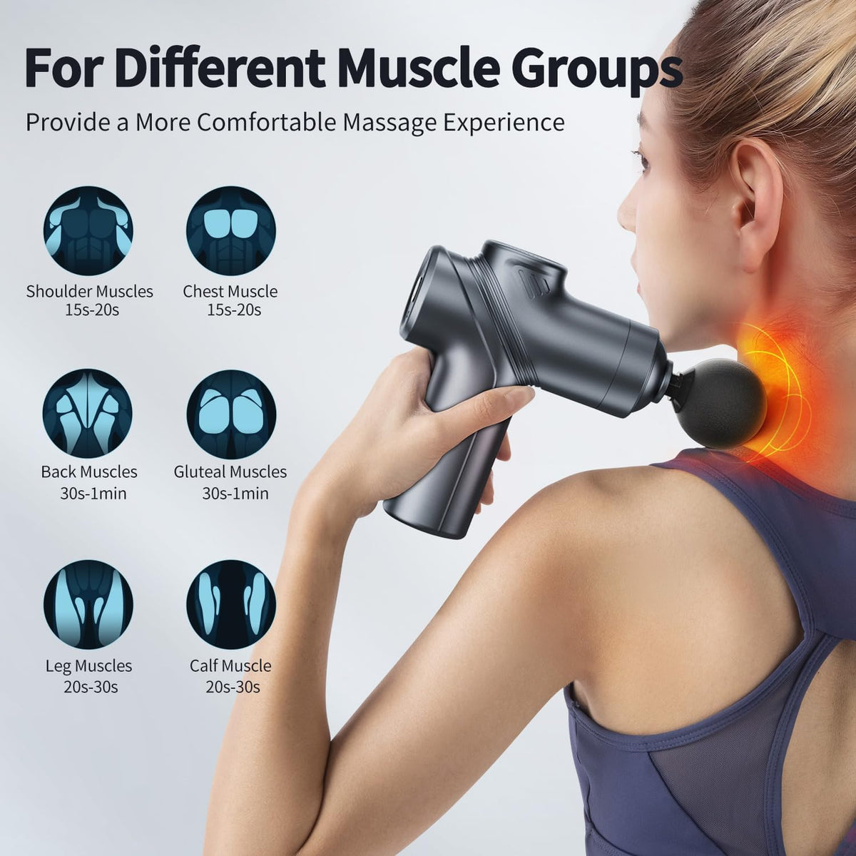 Massage Gun Deep Tissue, Silent Brushless Motor and Portable Massage Gun with 4 Interchangeable Heads for Relaxation
