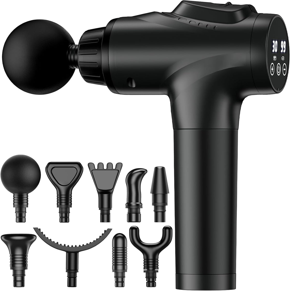 Massage Gun – Handheld Percussion Massager with 30 Speed Levels & 9 Massage Heads