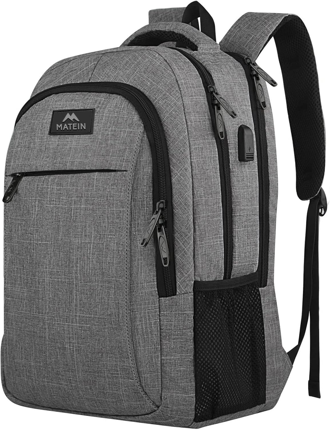 MATEIN Travel Laptop Backpack, Business Anti Theft Slim Sturdy Laptops Backpack with USB Charging Port (Grey)