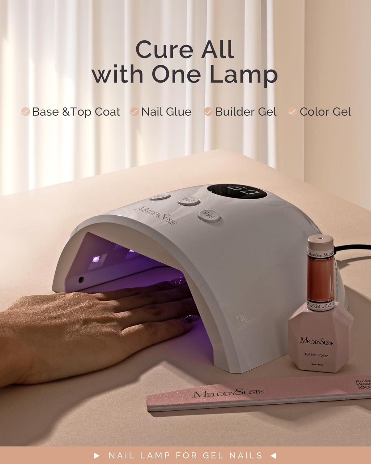 MelodySusie Compact Advanced UV LED Nail Lamp, P-Plus30F Nail Dryer with 3 Timers & Smart Sensor Cures All Gels, Especially Rhinestone Glue