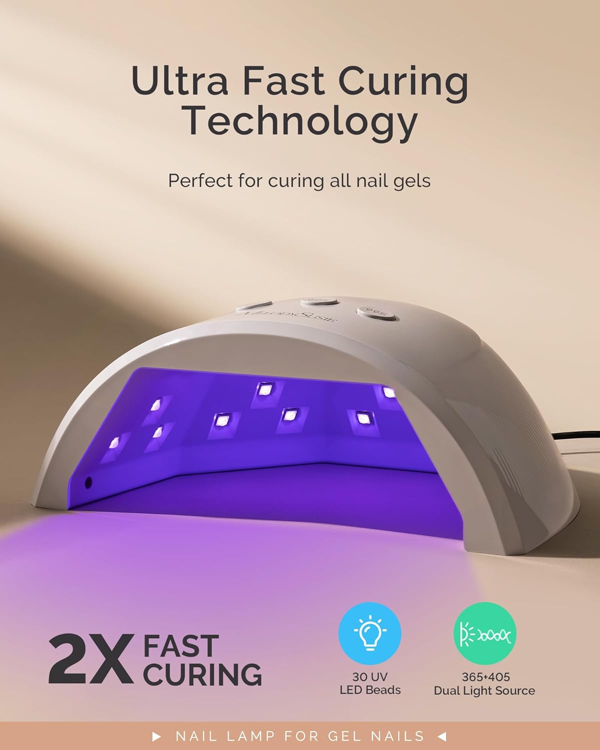 MelodySusie Compact Advanced UV LED Nail Lamp, P-Plus30F Nail Dryer with 3 Timers & Smart Sensor Cures All Gels, Especially Rhinestone Glue
