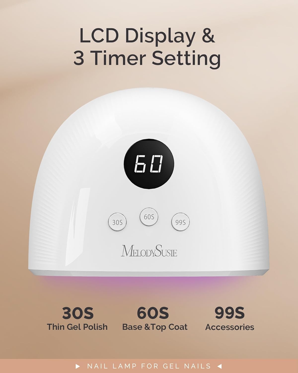 MelodySusie Compact Advanced UV LED Nail Lamp, P-Plus30F Nail Dryer with 3 Timers & Smart Sensor Cures All Gels, Especially Rhinestone Glue