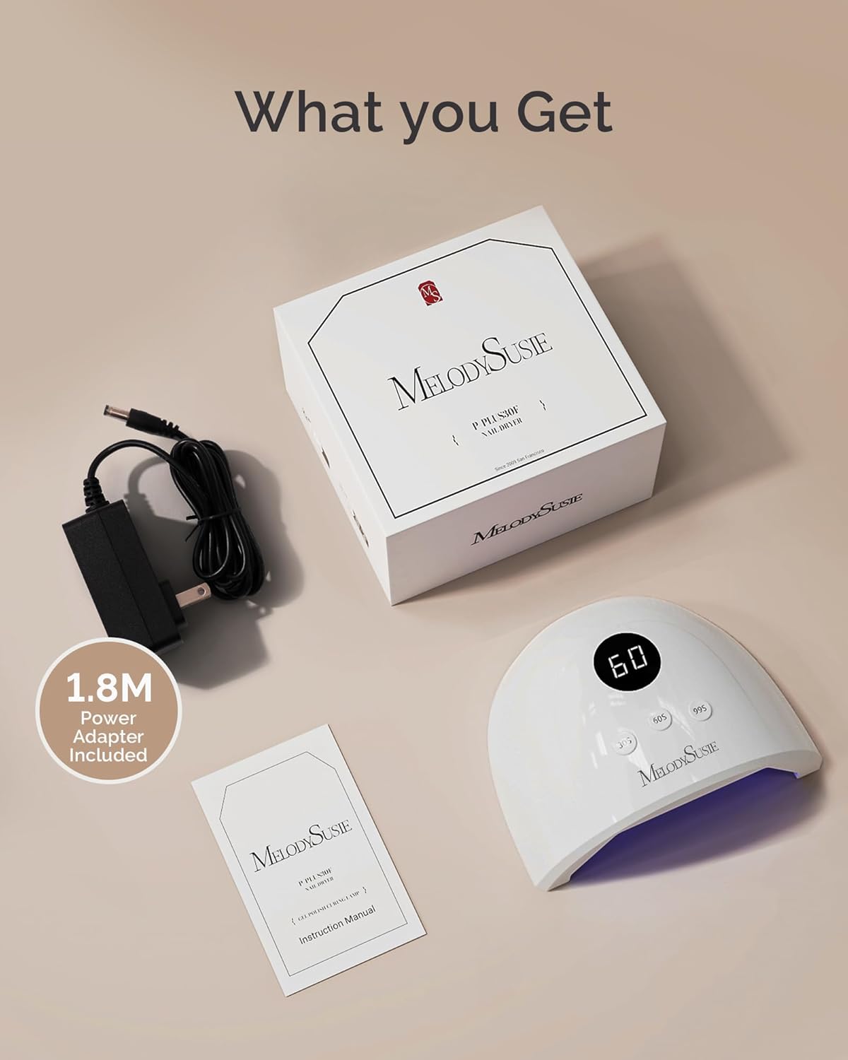 MelodySusie Compact Advanced UV LED Nail Lamp, P-Plus30F Nail Dryer with 3 Timers & Smart Sensor Cures All Gels, Especially Rhinestone Glue