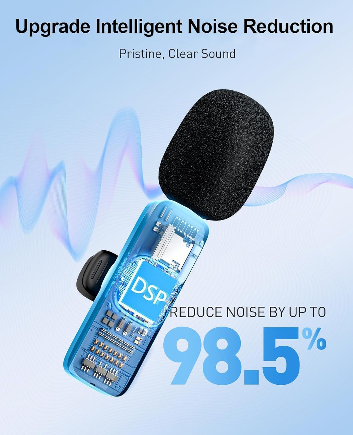 MENERESAS 3-in-1 Mini Microphone for iPhone, Wireless Lavalier Microphones for iOS/Android/Camera - Noise Reduction Lapel Mic