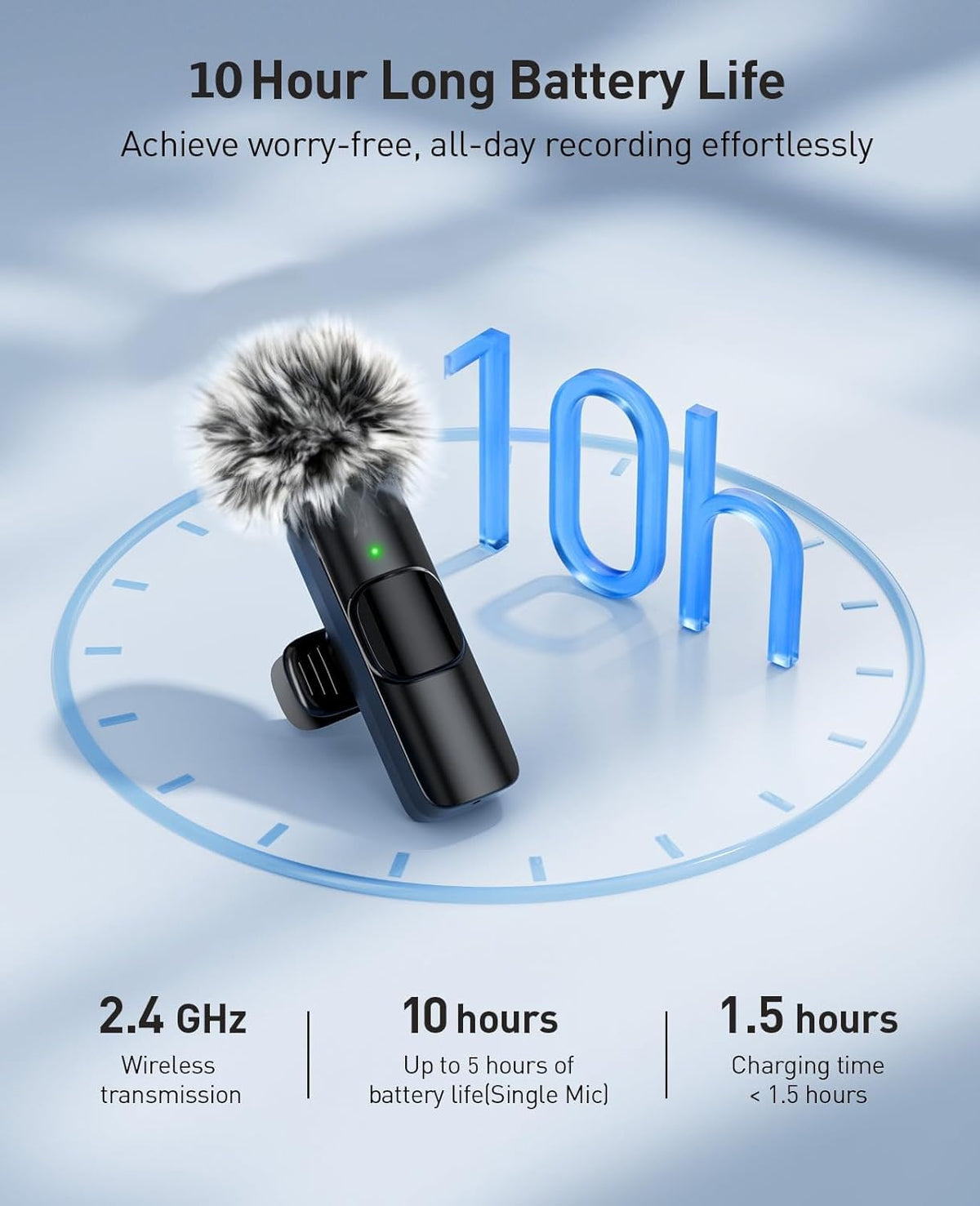 MENERESAS 3-in-1 Mini Microphone for iPhone, Wireless Lavalier Microphones for iOS/Android/Camera - Noise Reduction Lapel Mic