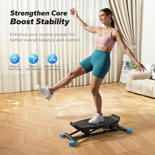 MERACH Balance Board for Adults, Rocking Stepper with Resistance Bands, Portable Wobble Board Featuring LCD Monitor
