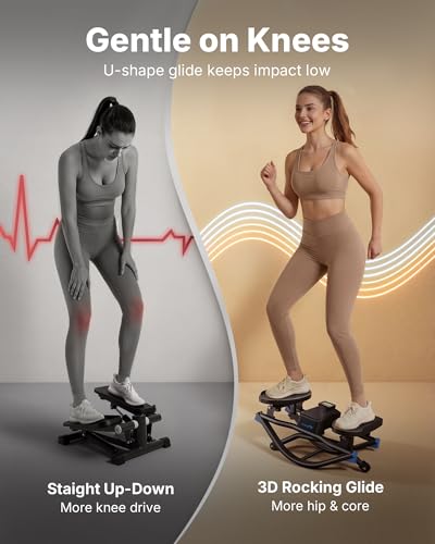 Merach Rocking Steppers for Exercise at Home, 3D Motion Stair Stepper with Resistance Bands for Full Body Workout& Low-Impact Balance Board