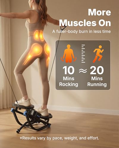 Merach Rocking Steppers for Exercise at Home, 3D Motion Stair Stepper with Resistance Bands for Full Body Workout& Low-Impact Balance Board