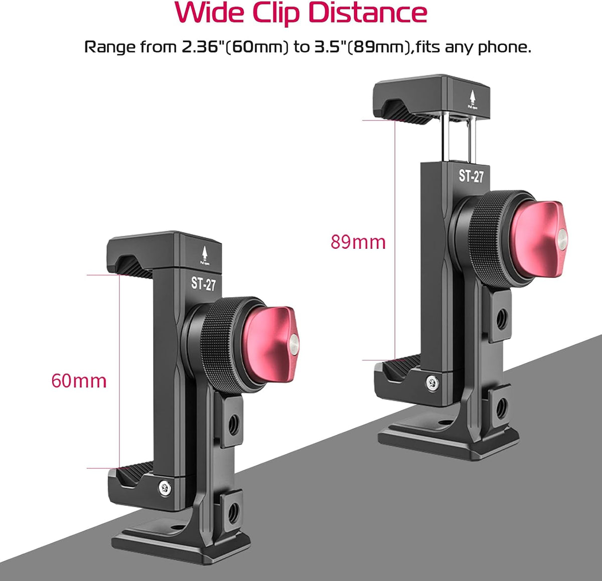 Metal Phone Tripod Mount 3 Cold Shoes & Arca Port, 360° Smartphone Tripod Adapter for iPhone 17 16 15 Cell Phone Stand Holder
