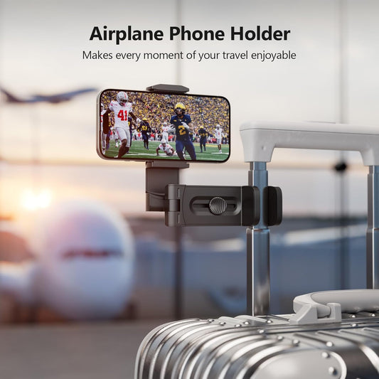 MiiKARE Airplane Travel Essentials Phone Holder, Universal Handsfree Phone Mount for Flying with 360 Degree Rotation, Accessory for Airplane