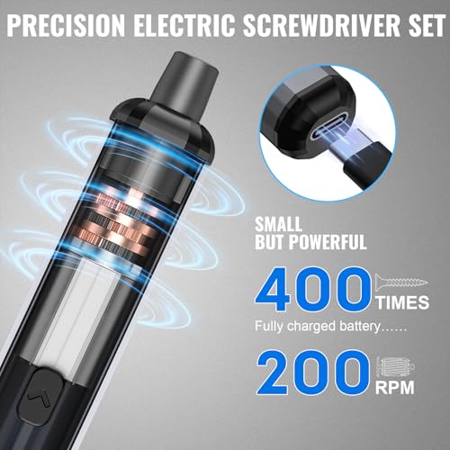 Mini Electric Screwdriver, 3.7V Precision Screwdriver Set Cordless Screwdriver Rechargeable 72 In 1 Magnetic Bit Repair Tech Tool Kit