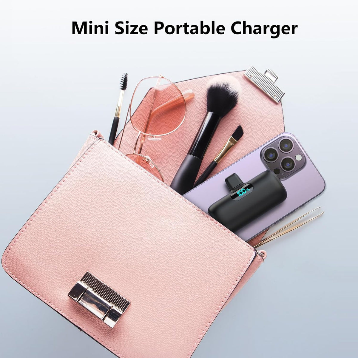 Mini Portable Charger USB C Power Bank, Upgraded 5000mAh PD Fast Charging Battery Pack Built-in USB-C Connector Travel Essential