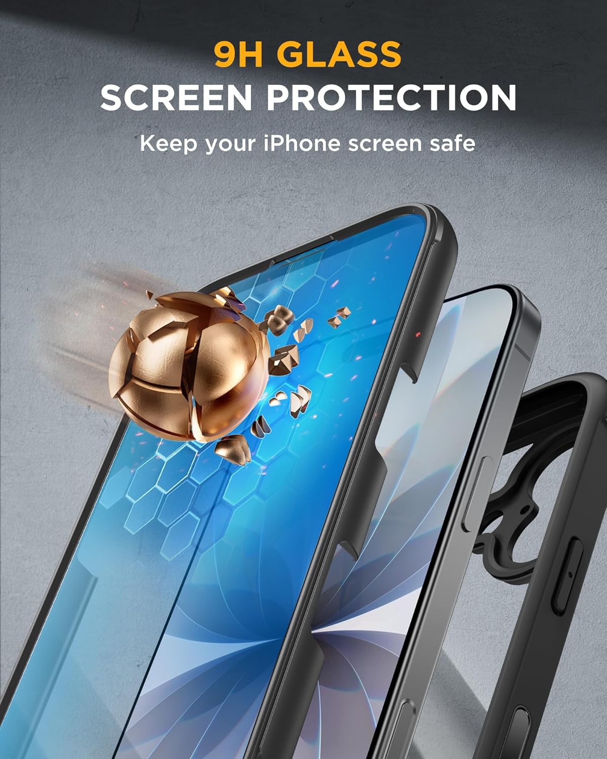 Miracase for iPhone 17 Case 6.3'', Full-Body Bumper Drop Protection Outdoor Phone case with Built-in Glass Screen &Camera Control (Black)