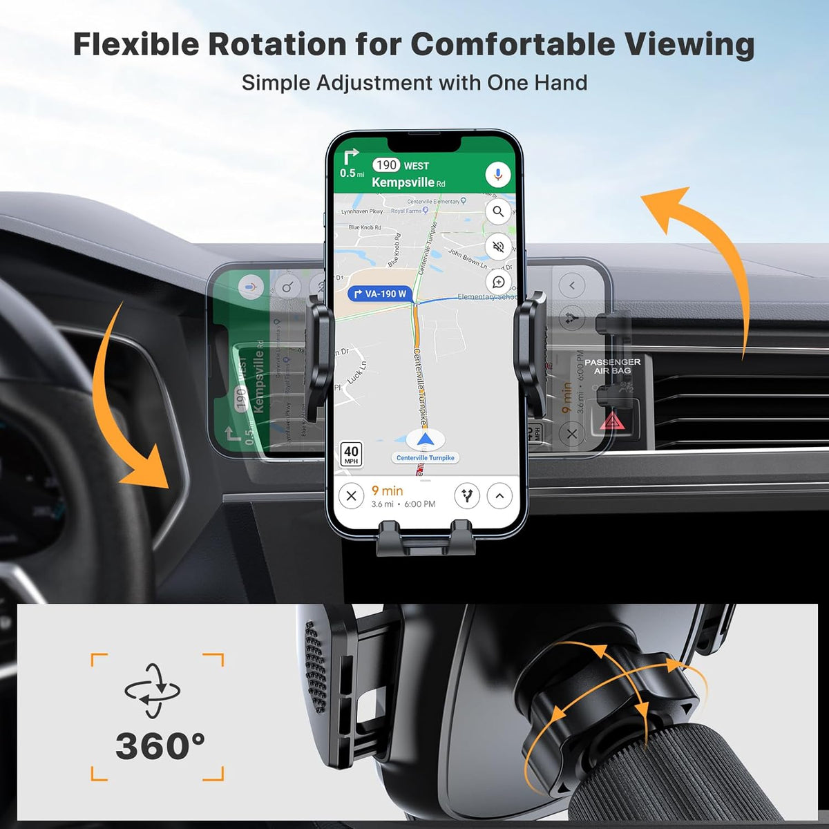 Miracase Phone Holders for Your Car with Metal Hook Clip, Air Vent Cell Phone Stand Car Mount, Universal Automobile Cradle
