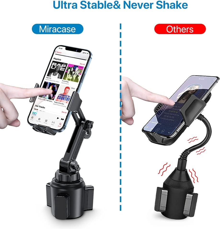 Miracase, Upgraded Version Cup Phone Holder for Car, Universal Adjustable Long Neck Car Phone Mount Cradle Friendly
