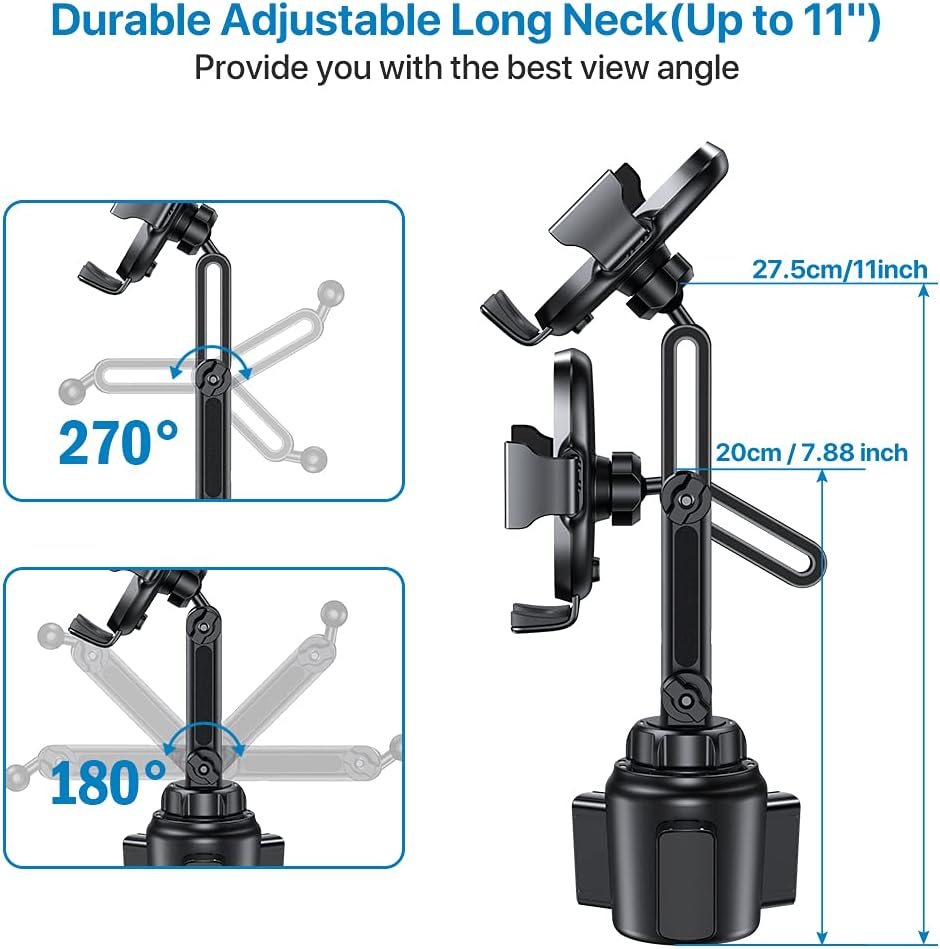 Miracase, Upgraded Version Cup Phone Holder for Car, Universal Adjustable Long Neck Car Phone Mount Cradle Friendly