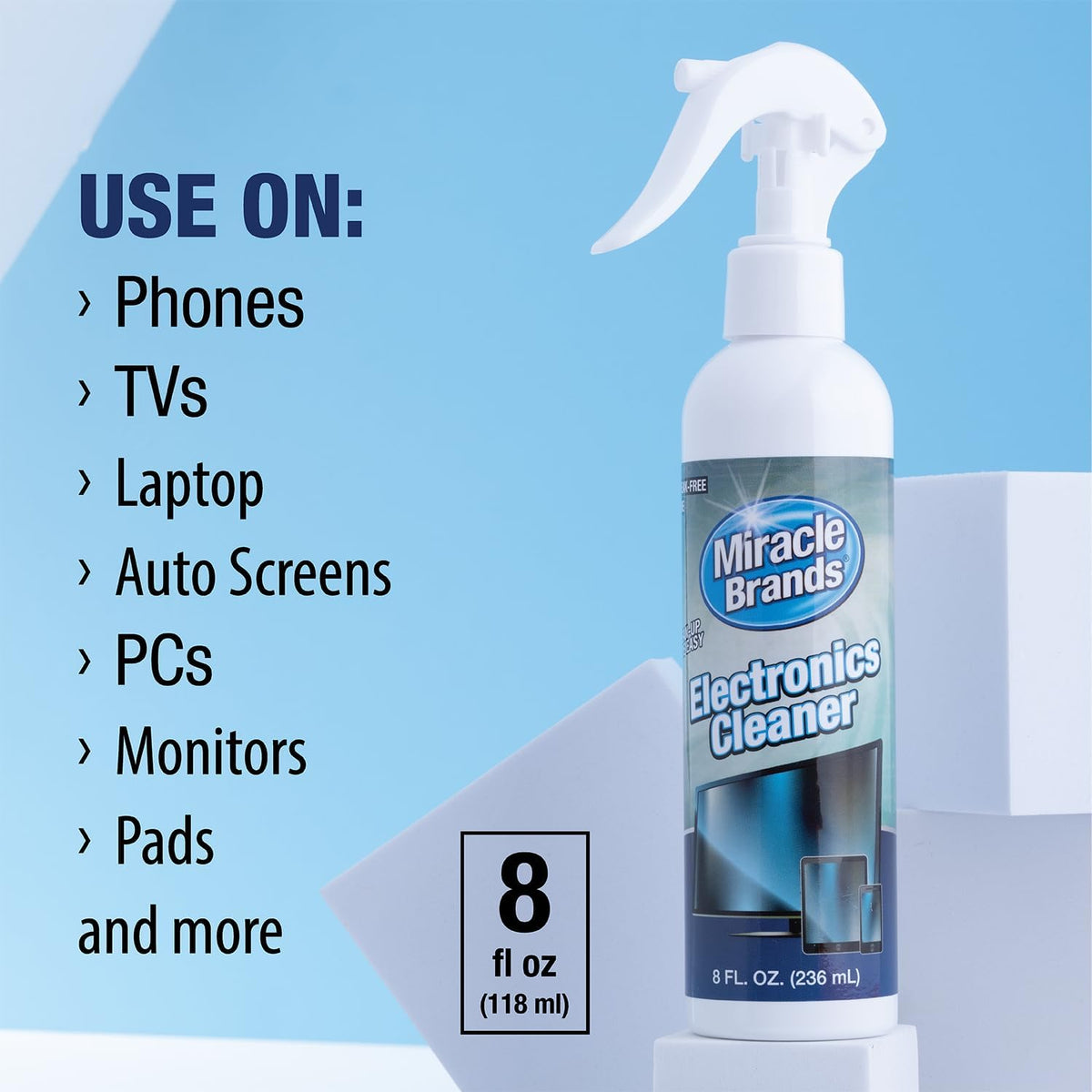 MiracleSpray for Electronics Cleaning, Safe Multisurface Cleaner for Any TV, Phone, Monitor, Keyboard, Screen, Computer, Includes Microfiber Towel
