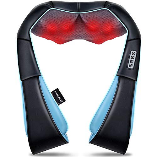 Mo Cuishle Shiatsu Back Shoulder and Neck Massager with Heat, Electric Deep Tissue 4D Kneading Massage