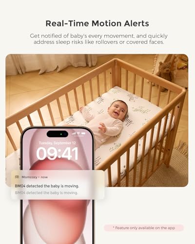 Momcozy Smart WiFi Baby Monitor with Camera and Audio, 5" 1080P Screen with Wall Mount, Motion & Cry Detection, Safe Fence, Clear Night Vision