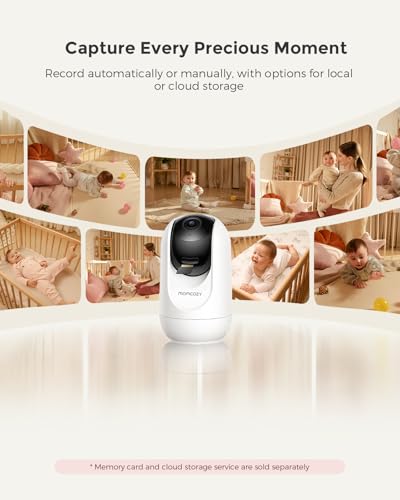 Momcozy Smart WiFi Baby Monitor with Camera and Audio, 5" 1080P Screen with Wall Mount, Motion & Cry Detection, Safe Fence, Clear Night Vision