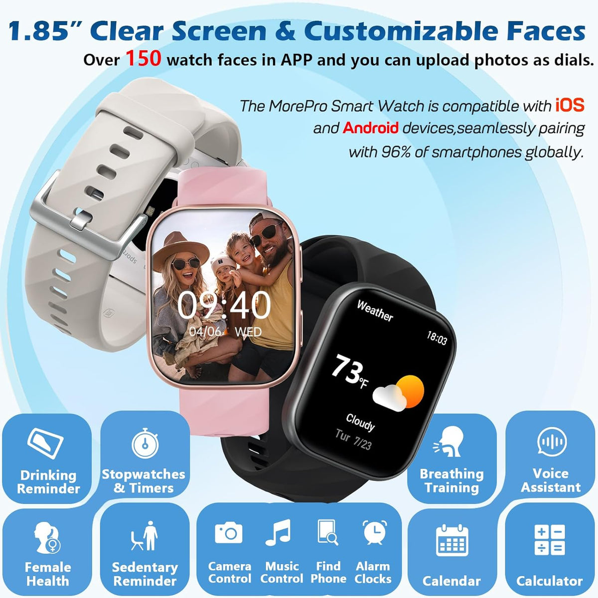 MorePro Fitness Tracker with Heart Rate, Sleep Tracking and 120+ Sport Modes