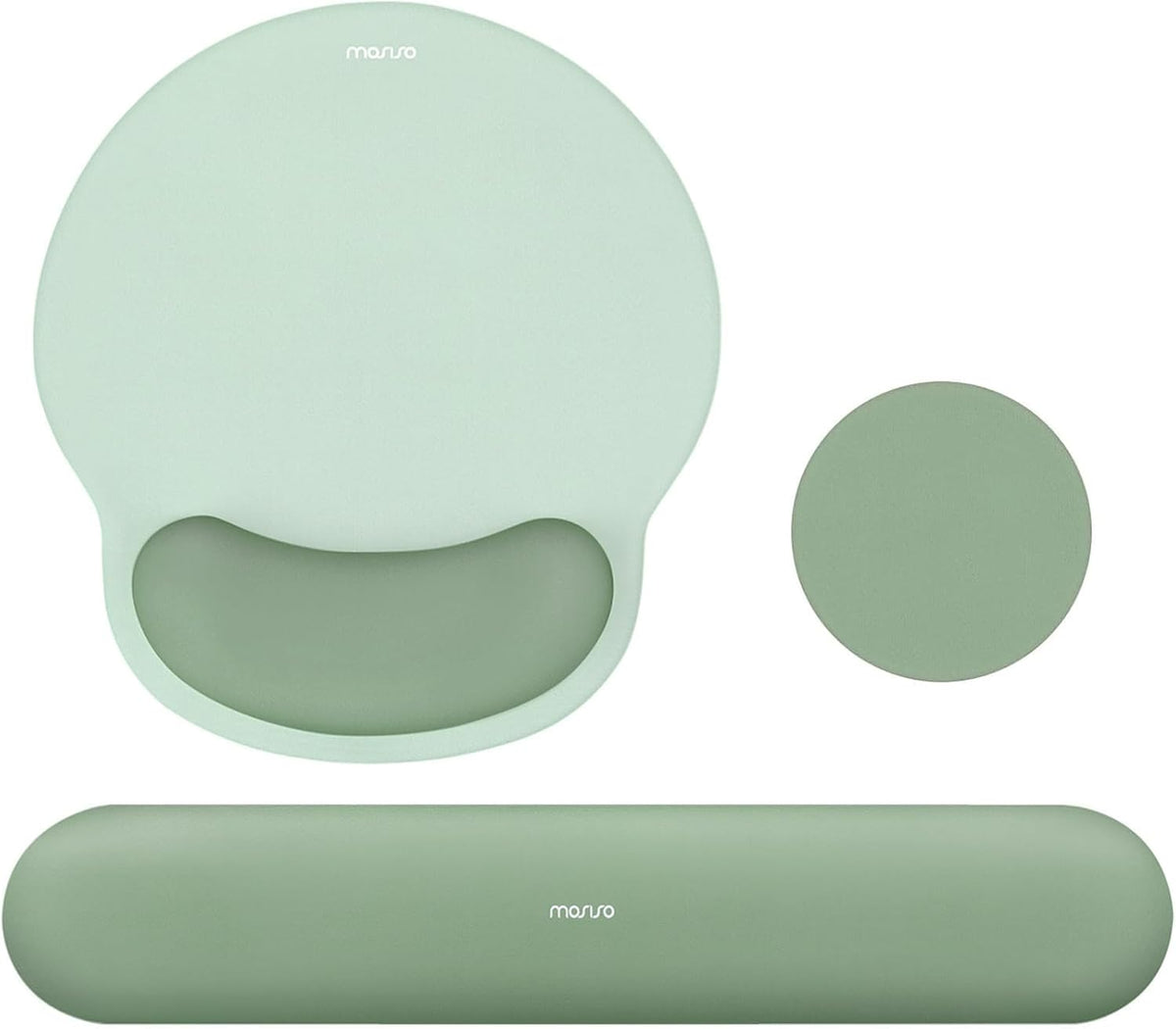 MOSISO Ergonomic Wrist Rest Mouse Pad & Keyboard Set with Coaster, Non-Slip Base for Home and Office