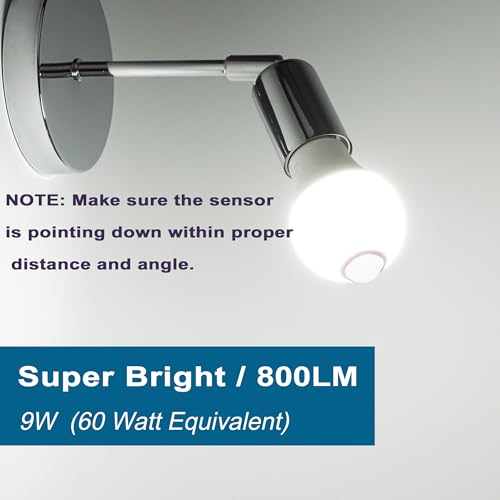 Motion Sensor Light Bulbs for Outdoor Indoor, 9W A19 Motion Detector Led Bulb, 60 Watt Equivalent, E26 800lm 5000K Daylight (2 Pack)