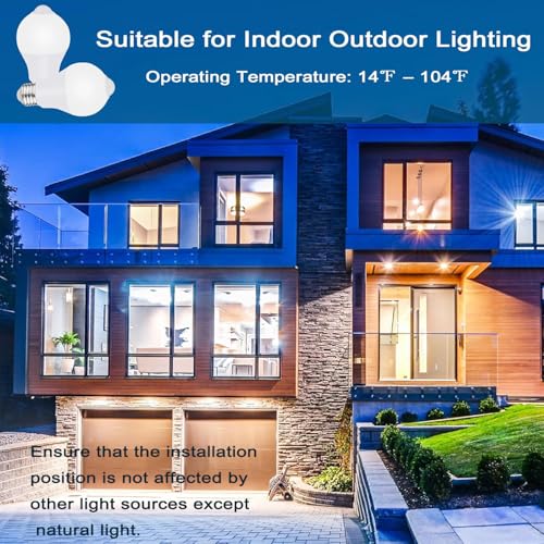 Motion Sensor Light Bulbs for Outdoor Indoor, 9W A19 Motion Detector Led Bulb, 60 Watt Equivalent, E26 800lm 5000K Daylight (2 Pack)